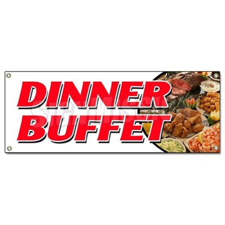 Signmission DINNER BUFFET BANNER SIGN ayce all eat chicken beef ribs desserts food B-Dinner Buffet